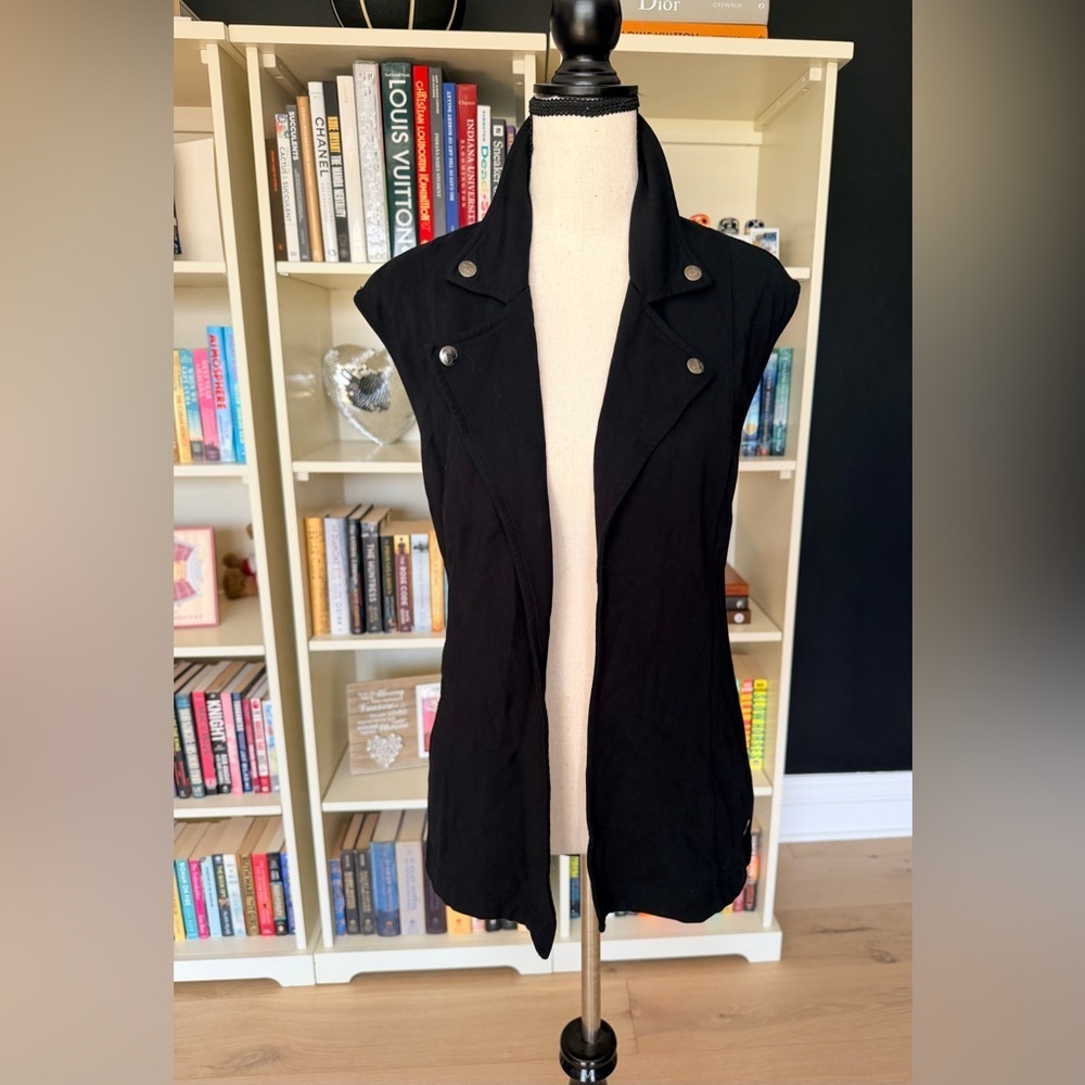 Titika Active Couture Open Sheer Back Vest in Black Size Medium